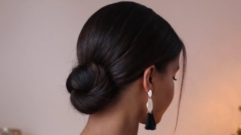 Click on video demonstrate about Hair styling - Sleek Low Bun